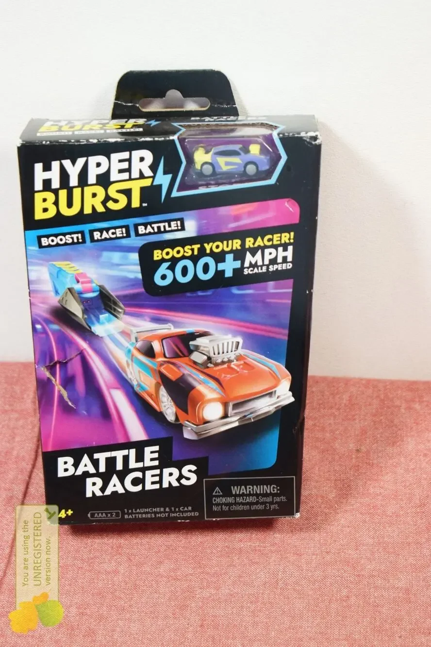 Hyper Burst Battle Racers Purple Yellow Crusher Car and Launcher